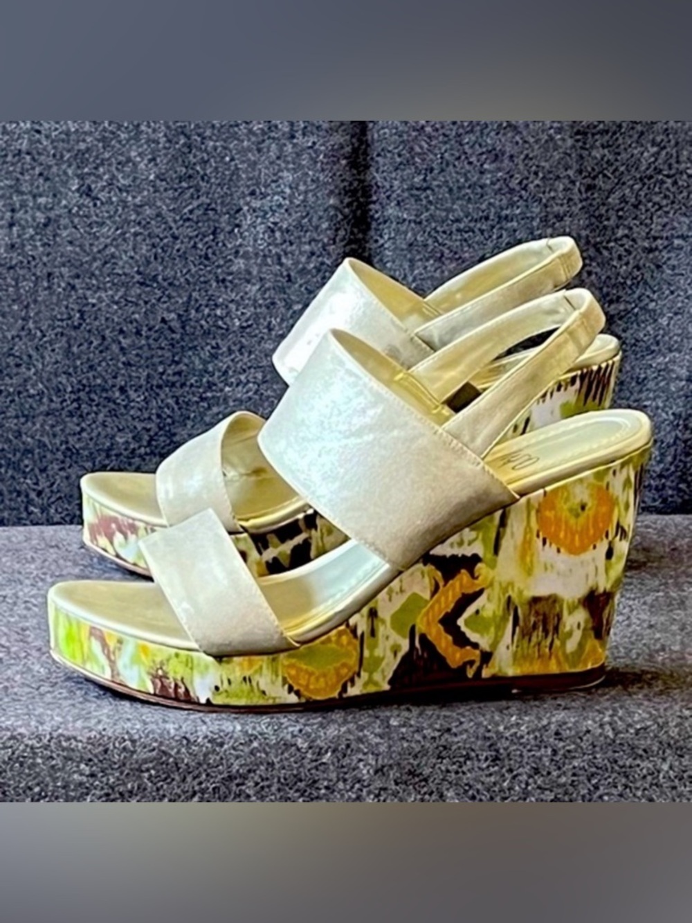 IMPO WYLIE Metallic Silver Wedge Heels Sandals